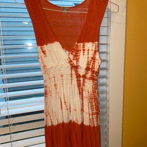 Guess Orange and White Tie Dye Tunic/Dress L